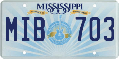 MS license plate MIB703