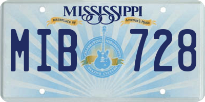 MS license plate MIB728