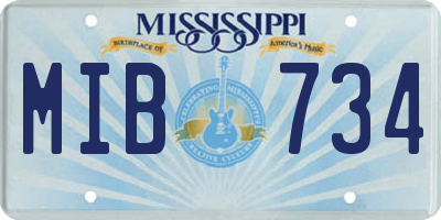 MS license plate MIB734