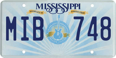 MS license plate MIB748