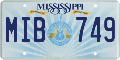 MS license plate MIB749