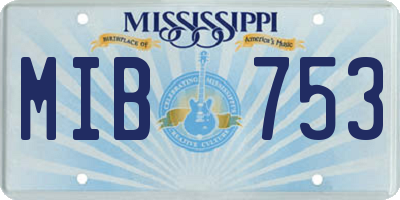 MS license plate MIB753
