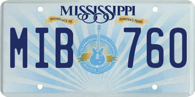 MS license plate MIB760