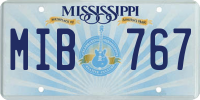 MS license plate MIB767