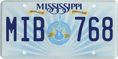 MS license plate MIB768