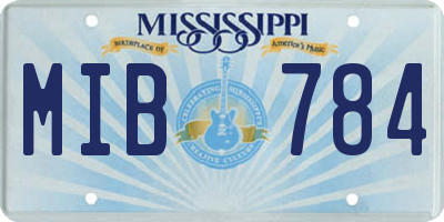 MS license plate MIB784