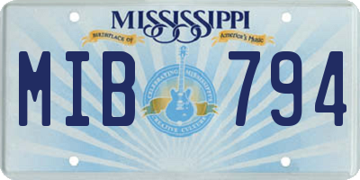 MS license plate MIB794