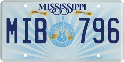 MS license plate MIB796