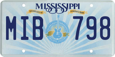 MS license plate MIB798