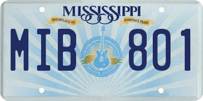 MS license plate MIB801