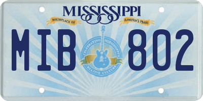 MS license plate MIB802