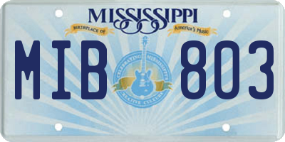 MS license plate MIB803