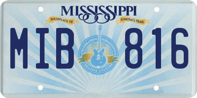 MS license plate MIB816