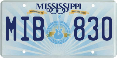 MS license plate MIB830