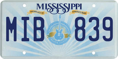 MS license plate MIB839