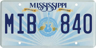 MS license plate MIB840