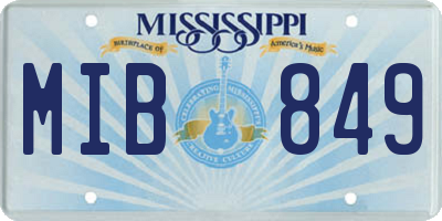 MS license plate MIB849