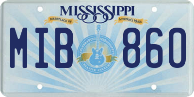 MS license plate MIB860