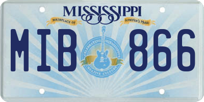 MS license plate MIB866