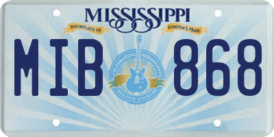 MS license plate MIB868