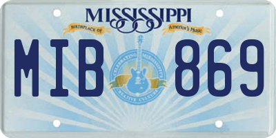 MS license plate MIB869