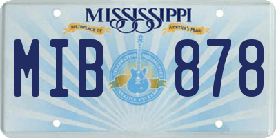MS license plate MIB878