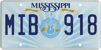 MS license plate MIB918