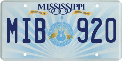 MS license plate MIB920