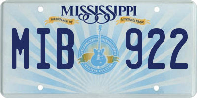 MS license plate MIB922