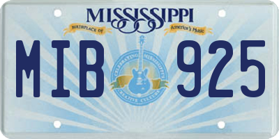 MS license plate MIB925