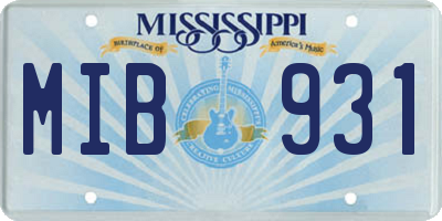 MS license plate MIB931