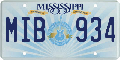 MS license plate MIB934