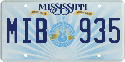 MS license plate MIB935