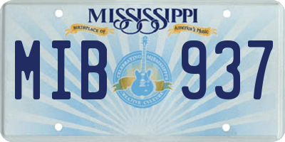 MS license plate MIB937