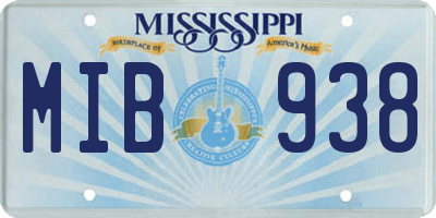 MS license plate MIB938