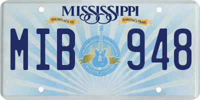MS license plate MIB948