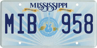 MS license plate MIB958