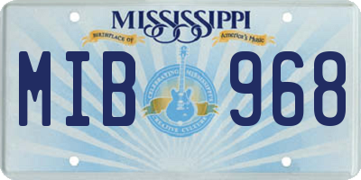 MS license plate MIB968
