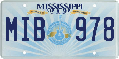 MS license plate MIB978
