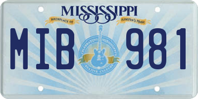 MS license plate MIB981
