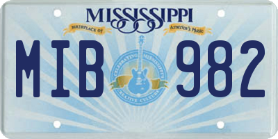 MS license plate MIB982