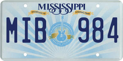 MS license plate MIB984