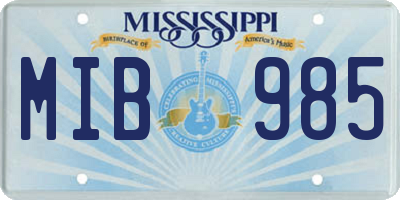 MS license plate MIB985