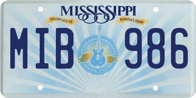 MS license plate MIB986