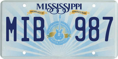 MS license plate MIB987