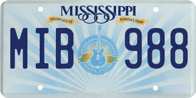 MS license plate MIB988