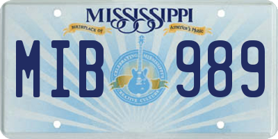 MS license plate MIB989