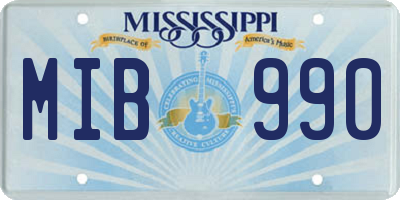 MS license plate MIB990