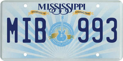 MS license plate MIB993