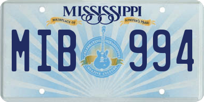 MS license plate MIB994